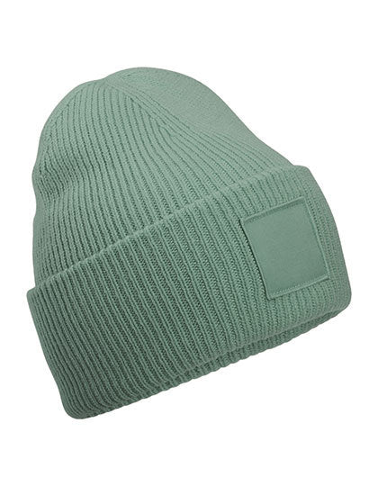 Deep Cuffed Tonal Patch Beanie - Staubiges Grün