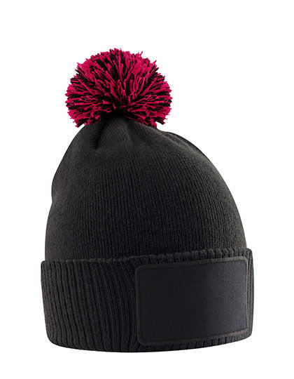Kids Snowstar Patch Beanie - Schwarz - klassisches Rot