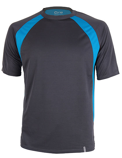 Pace Tech Tee- Anthrazit- Azurblau