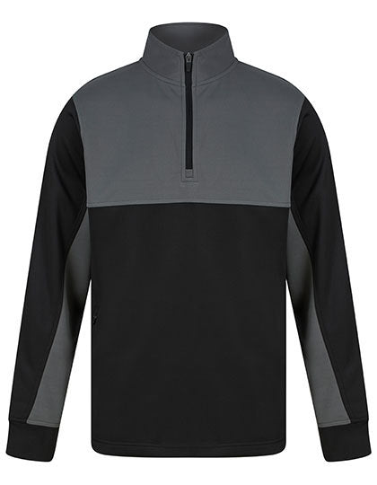 Adults 1/4 Zip Tracksuit Top - Rotguss- Schwarz