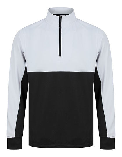 Adults 1/4 Zip Tracksuit Top - Weiss- Schwarz