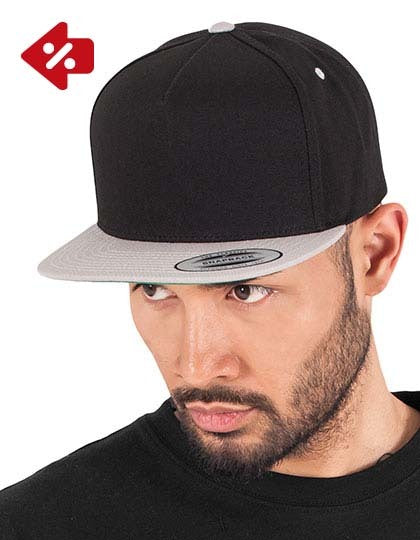 Classic 5 Panel Snapback Cap - Silber - Schwarz