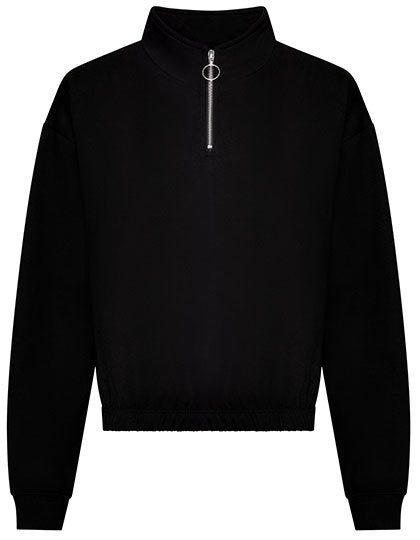 Women´s Cropped 1/4 Zip Sweat - Tiefschwarz