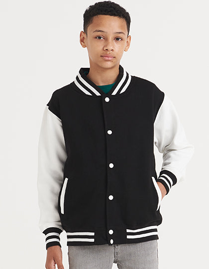 Kids´ Varsity Jacket - Tiefschwarz - Feuerrot