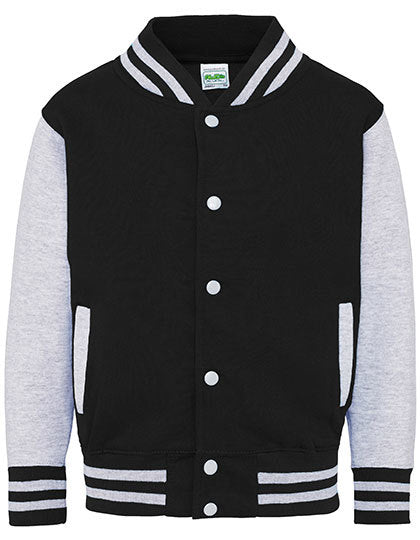 Kids´ Varsity Jacket - Tiefschwarz - Heather Grey