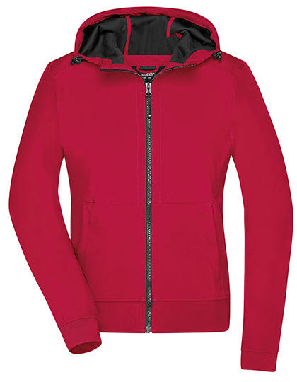 Ladies´ Hooded Softshell Jacket - Rot - Schwarz