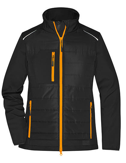 Ladies´ Hybrid Jacket - Neonorange - Schwarz