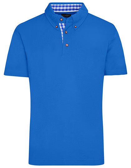 Men´s Plain Polo - Königlich - Weiss