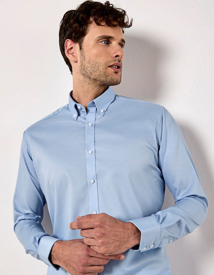 Men´s Slim Fit Stretch Oxford Shirt Long Sleeve-Weiß