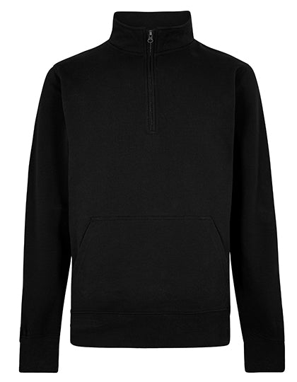 Regular Fit 1/4 Zip Pique Sweatshirt - Schwarz