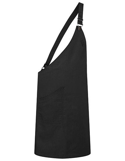 Asymmetrische Latzschürze Classic mit Tasche-Schwarz