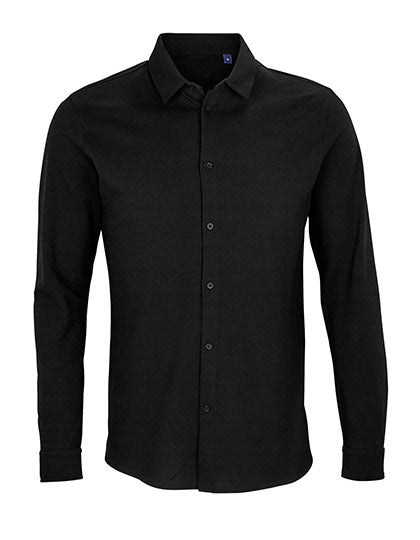 Men´s Cotton Pique Shirt Basile- Tiefschwarz