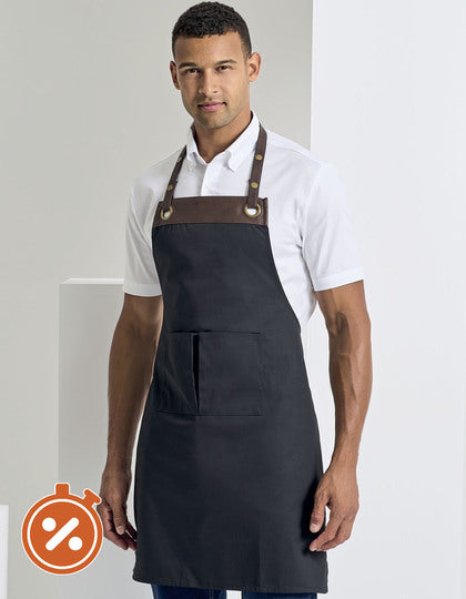 Espresso Bib Apron-Marine/Braun