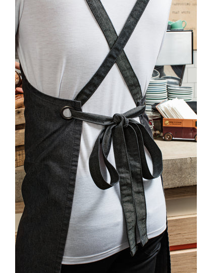 Cross Back Barista Bib Apron-Schwarz
