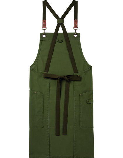 Clip ‘n’ Clasp Cross-Back Bib Apron-Olive