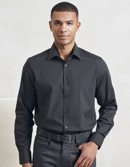 Men’s Long Sleeve ‘Recyclight’ Poplin Shirt-Schwarz