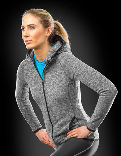 Women´s Microfleece Hoodi - Mergelgrau - Schwarz