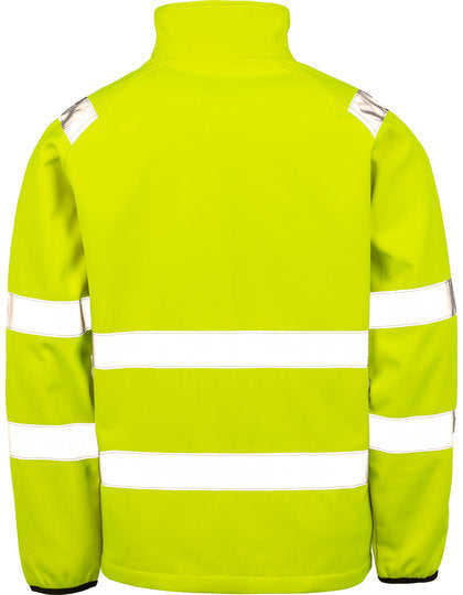 Recycled Printable Safety Softshell Jacket - Fluoreszierendes Gelb - Schwarz