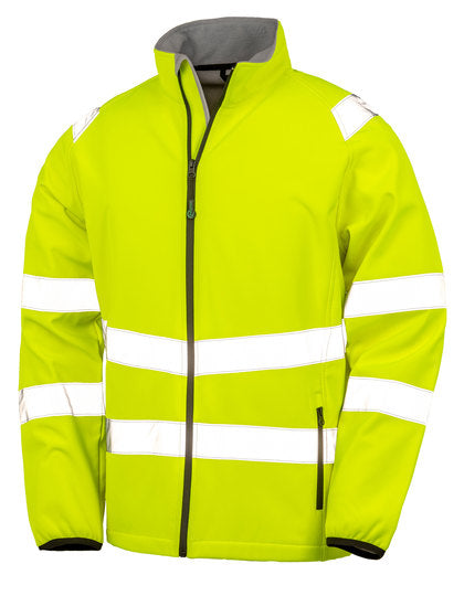 Recycled Printable Safety Softshell Jacket - Fluoreszierendes Gelb - Schwarz