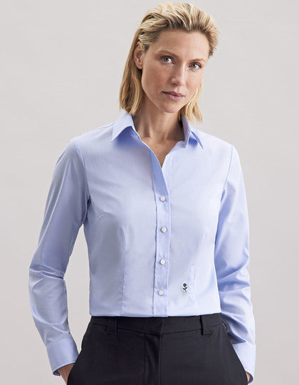 Women´s Blouse Slim Fit Long Sleeve-Mittelblau
