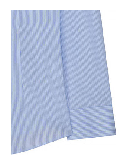 Women´s Blouse Slim Fit Check/Stripes Long Sleeve-Neu gestreift Hellblau-Weiß
