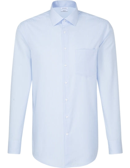 Men´s Shirt Regular Fit Check/Stripes Long Sleeve-Hellblau-Weiß kariert