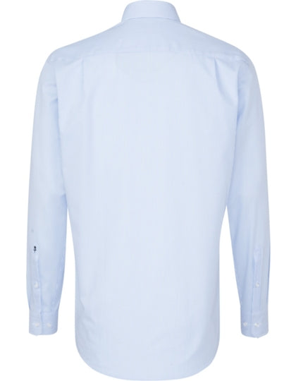 Men´s Shirt Regular Fit Check/Stripes Long Sleeve-Hellblau-Weiß kariert