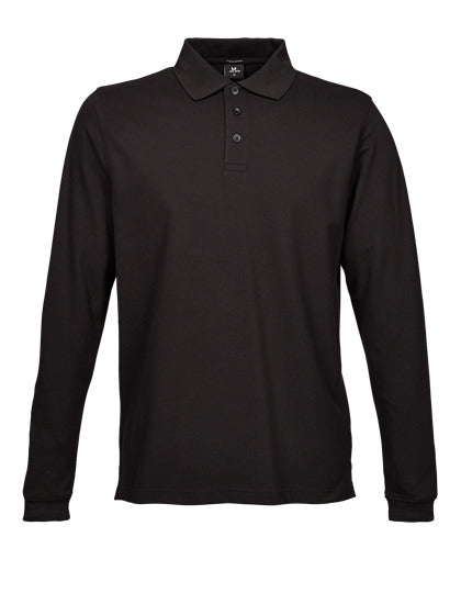 Men´s Luxury Stretch Long Sleeve Polo - Schwaraz