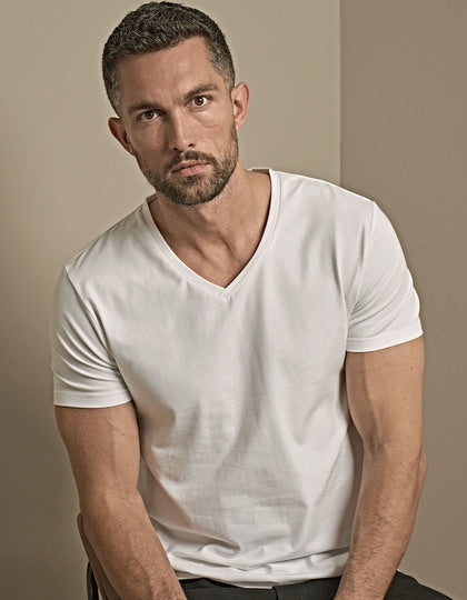 Stretch V-Neck Tee - Weiss