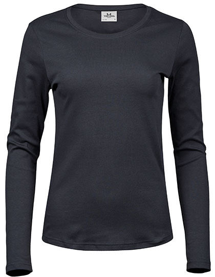 Women´s Long Sleeve Interlock Tee -Dunkelgrau (einfarbig)