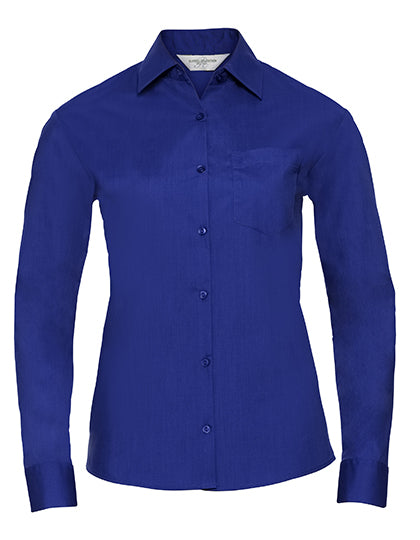 Ladies' Long Sleeve Classic Polycotton Poplin Shirt-Bright Royal
