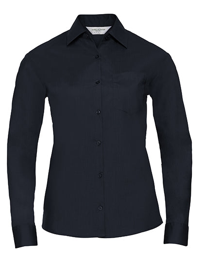 Ladies' Long Sleeve Classic Polycotton Poplin Shirt-Französische Marine