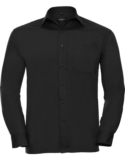 Men's Long Sleeve Classic Polycotton Poplin Shirt-Schwarz