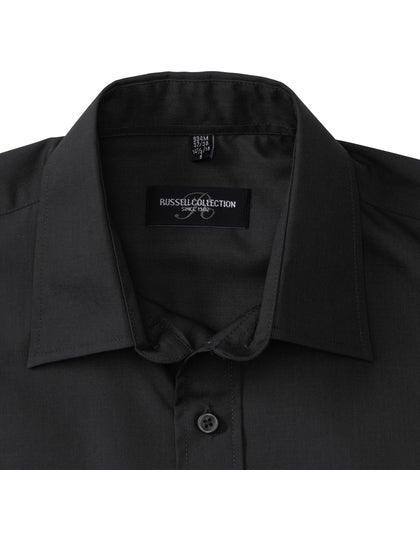 Men's Long Sleeve Classic Polycotton Poplin Shirt-Schwarz