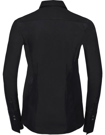 Ladies' Long Sleeve Fitted Ultimate Stretch Shirt- Schwarz