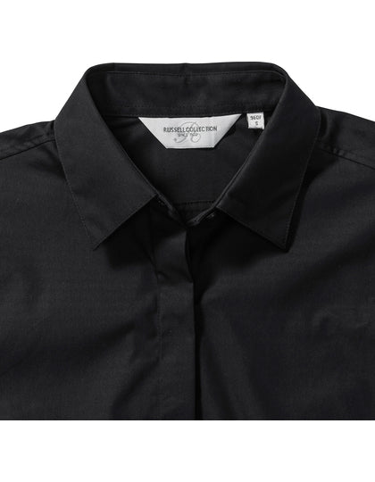 Ladies' Long Sleeve Fitted Ultimate Stretch Shirt- Schwarz