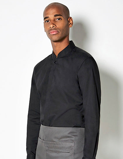 Men´s Tailored Fit Mandarin Collar Shirt Long Sleeve-Schwarz