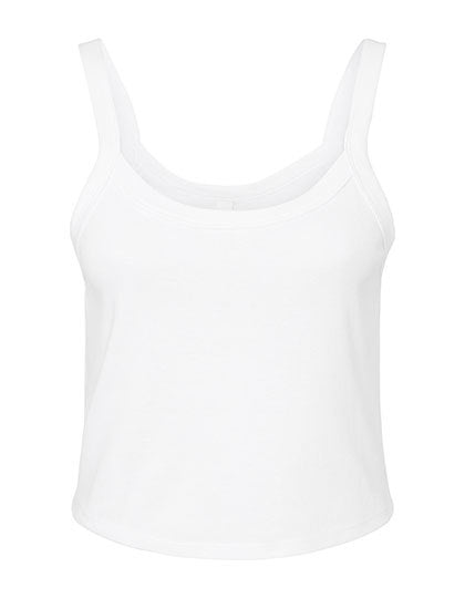 Women´s Micro Rib Spaghetti Strap Tank - Solide weiße Mischung