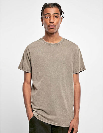 Acid Washed Round Neck Tee -Vintage-Blau