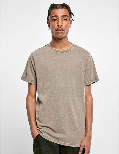Acid Washed Round Neck Tee -Vintage-Blau