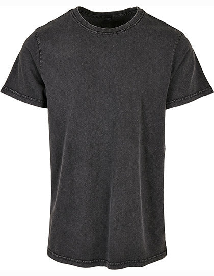 Acid Washed Round Neck Tee - Schwarz