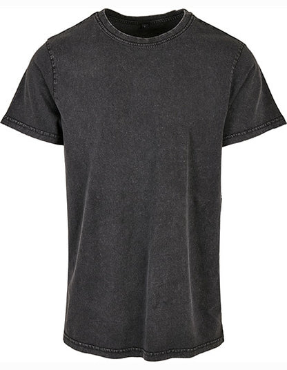 Acid Washed Round Neck Tee - Schwarz