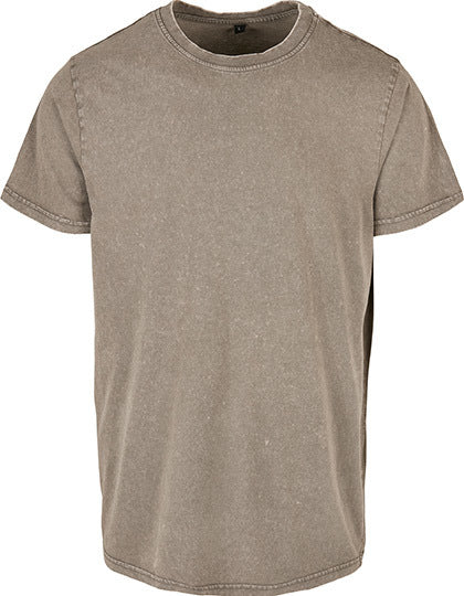 Acid Washed Round Neck Tee - Dunkelkhaki