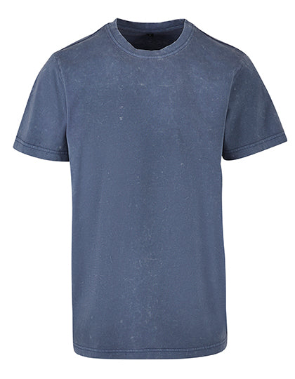 Acid Washed Round Neck Tee -Vintage-Blau