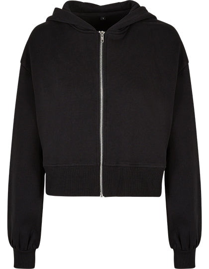 Ladies Short Oversized Zip Jacket - Schwarz