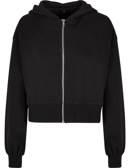 Ladies Short Oversized Zip Jacket - Schwarz