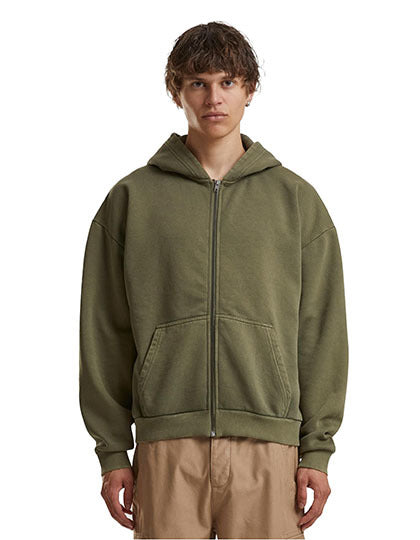 Vintage Heavy Zip Hoodie  -      Warmes Khaki