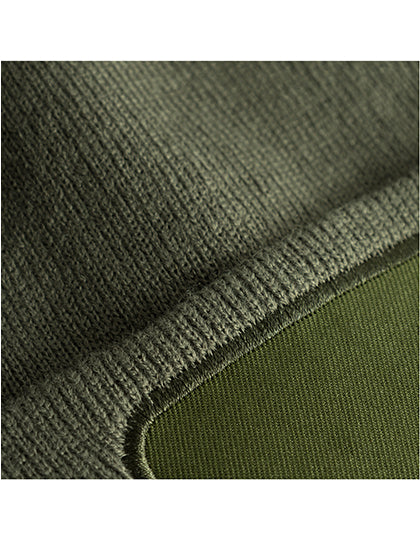 Strickmütze mit Patch -  Olivgrün