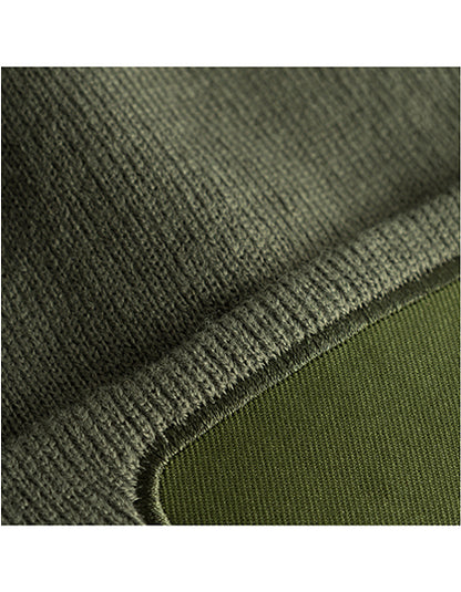 Strickmütze mit Patch -  Olivgrün