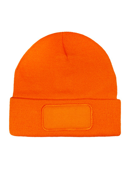 Strickmütze mit Patch -  Orange